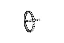 Load image into gallery viewer, Titanium Cross Clicker Ring Set Crystals piercinginspiration®