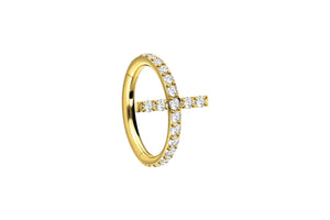 Titanium Cross Clicker Ring Set Crystals piercinginspiration®