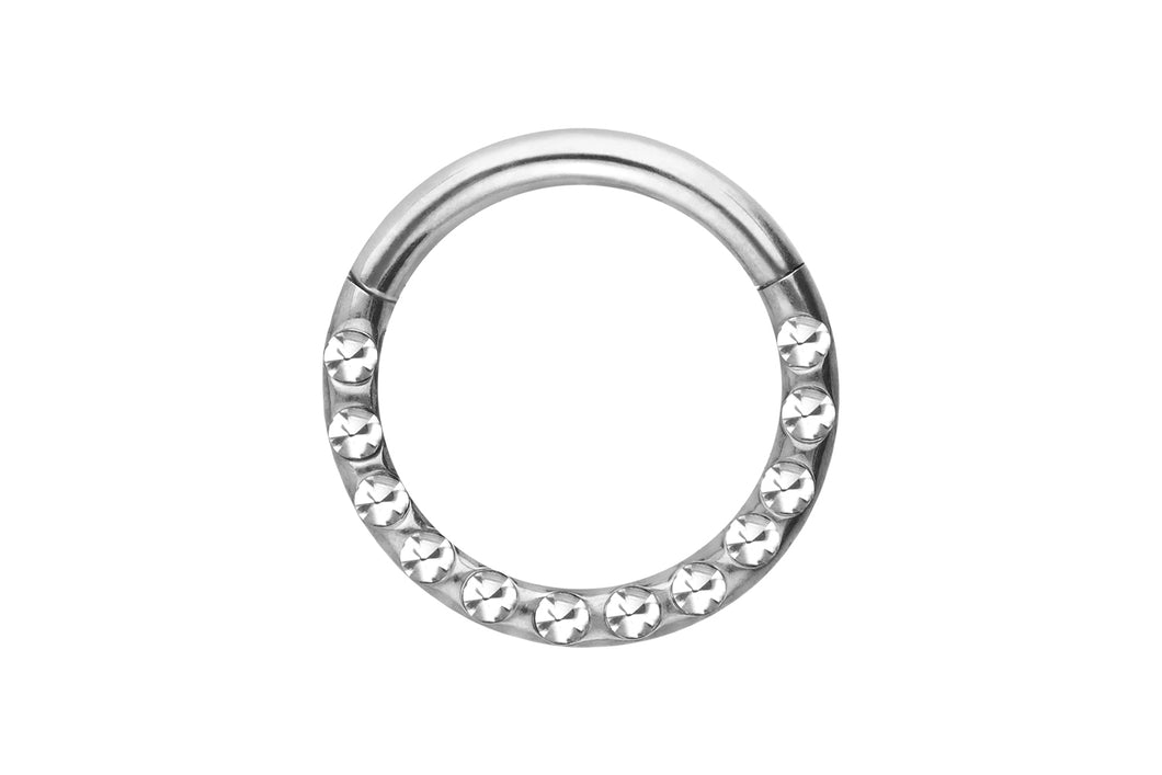 Titan Multiple Eingefasste Epoxy Kristalle Clicker Ring piercinginspiration®