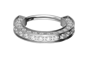Titanium 3D Multiple Set Crystals Clicker Ring piercinginspiration®