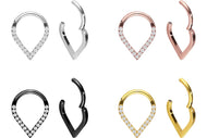Titan Spitz Clicker Ring 16 Eingefasste Kristalle piercinginspiration®