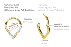 Titanium Pointed Clicker Ring 16 Set Crystals piercinginspiration®