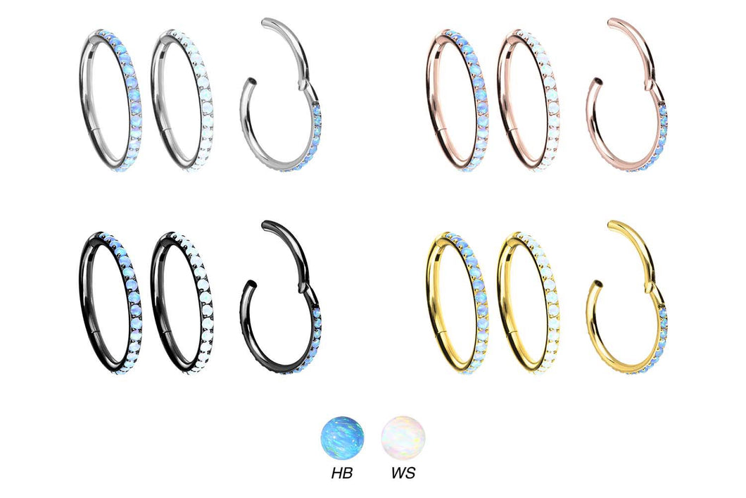 Titan multiple eingefasste Opale Clicker Ring piercinginspiration®