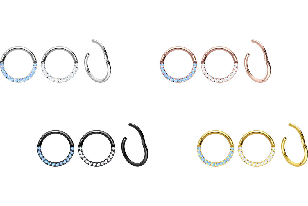 Titan eingefasste Opale Clicker Ring piercinginspiration®