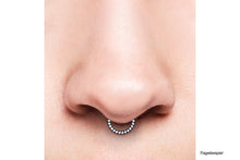 Load the image into the gallery viewer, Titanium Rimmed Opal Clicker Ring piercinginspiration®