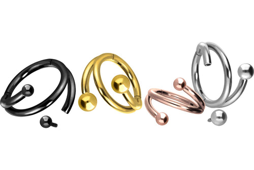 Titan 3 Reihen 2 Kugeln Clicker Ring piercinginspiration®