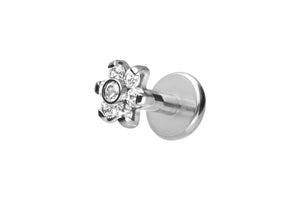 Titanium Internal Threaded Labret 7 Crystals Flower Ear Piercing piercinginspiration®