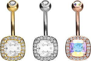 Large crystal jewel navel piercing piercinginspiration®